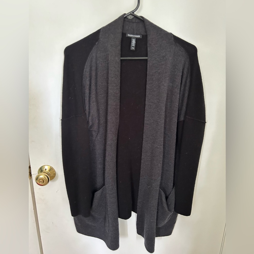 Eileen Fisher Long Merino Wool Cardigan.